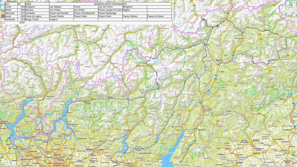 Tracé de la balade Dolomites 2026